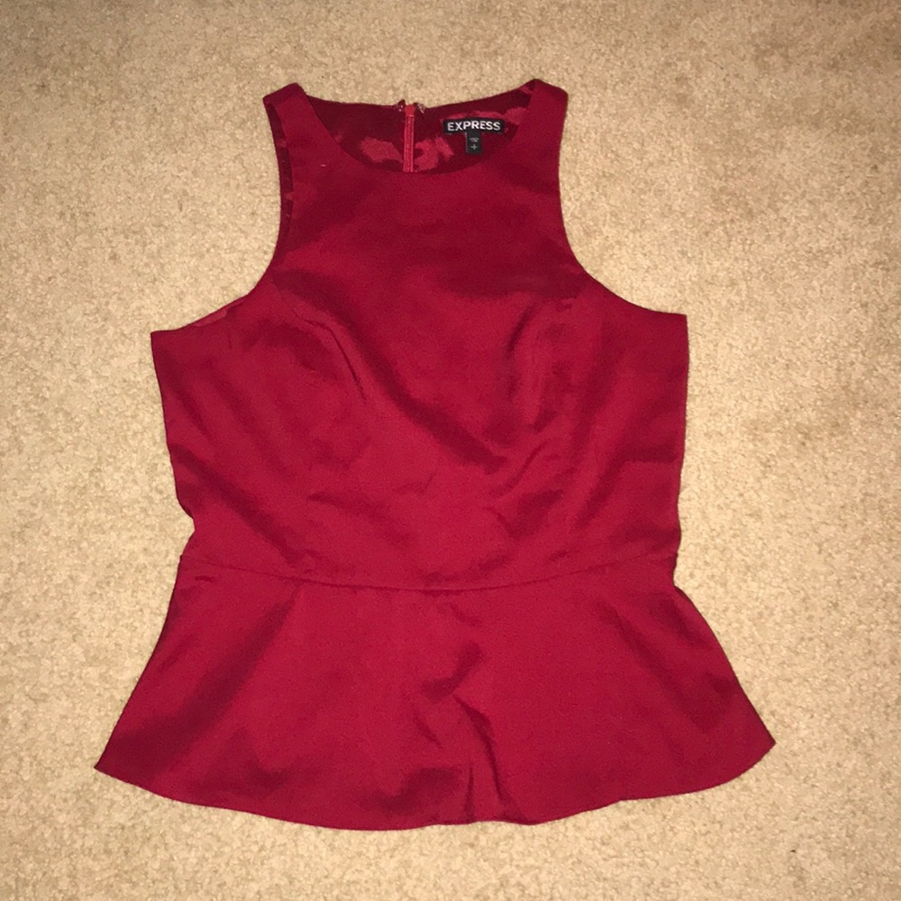 Express Red Holiday Peplum top